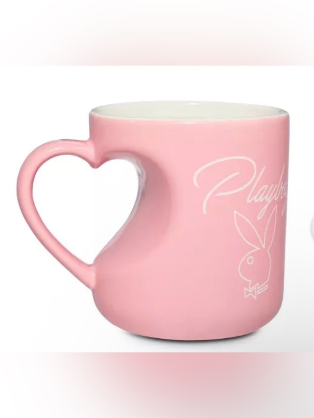PLAYBOY Bunny Pink Heart-Handle 20 oz Ceramic Mug- New